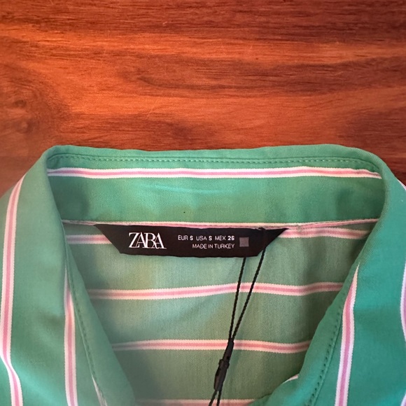 Zara Green Striped Women's Blouse - Picture 7 of 7